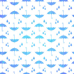 Cute autumn seamless pattern with a set of flat umbrellas
