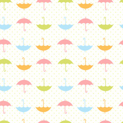 Autumn seamless pattern with flat umbrellas