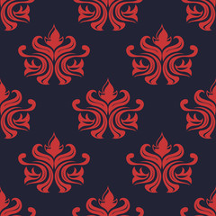 Seamless red colored floral arabesque pattern