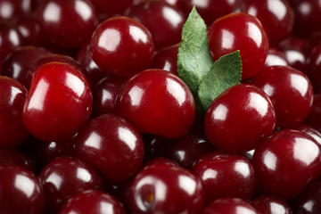 Sweet cherries background closeup