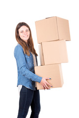 Girl with boxes