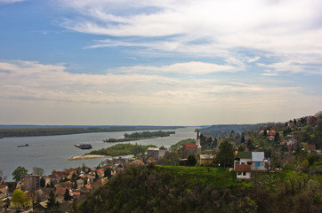 Fototapeta na wymiar Panorama of Slankamen, city at Danube river