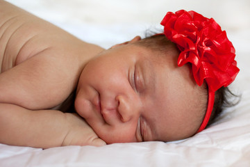 newborn baby girl sleeping.