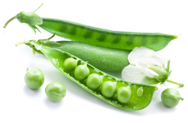 Fresh peas are contained within a pod.