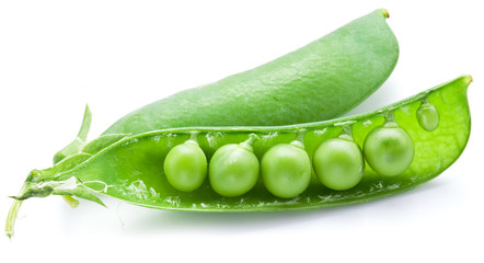 Fresh peas are contained within a pod.