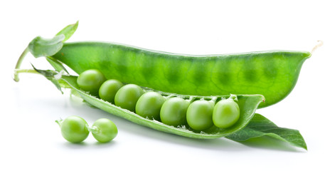 Fresh peas are contained within a pod.