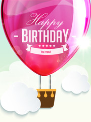 Happy birthday balloons greeting card deep rose illustration