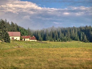Paysage campagnard dans le Jura.