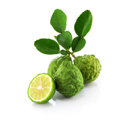 Kaffir lime on white background