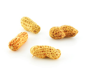Peanuts on white ground