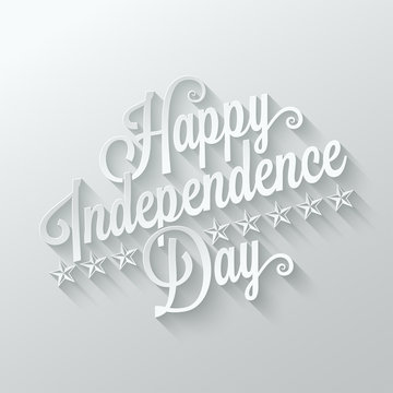 independence day cut paper lettering background