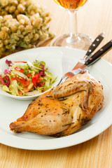 quail with salad