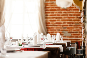 Tables set for meal