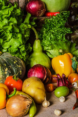 still life  Vegetables, Herbs and Fruit.