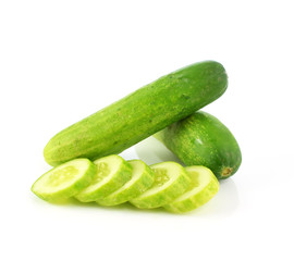 The green cucumbers isolated on white background
