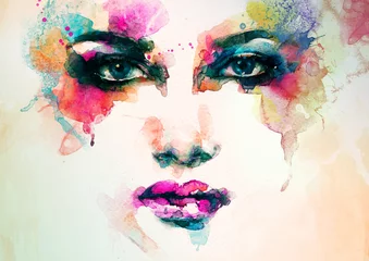 Printed roller blinds Aquarel Face woman portrait  .abstract  watercolor .fashion background
