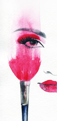 Beautiful woman face. watercolor illustration