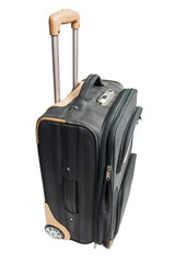 gray suitcase with combination lock isolated on white background