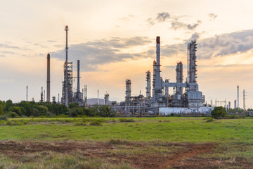 Oil refinery at sunrise