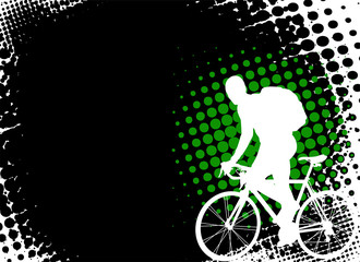 bicyclist on the abstract halftone background - vector - obrazy, fototapety, plakaty