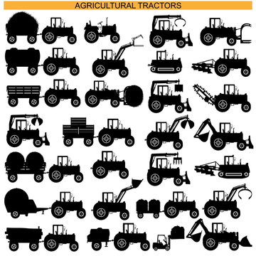 Vector Agricultural Tractor Pictograms
