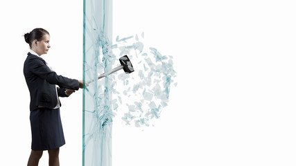 Woman breaking glass