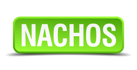 Nachos green 3d realistic square isolated button