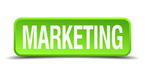 Marketing green 3d realistic square isolated button