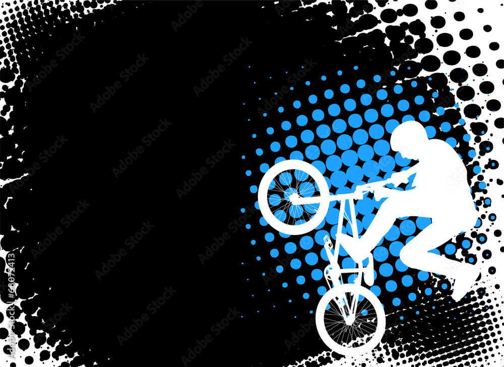 Poster bmx cyclist on the abstract background - vector