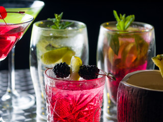 Many cocktails at the nightclub