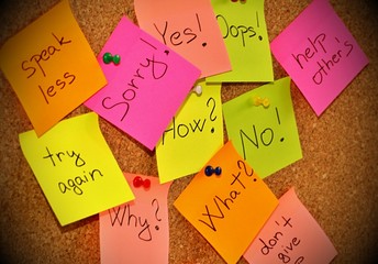 Notice board with sticky note pads