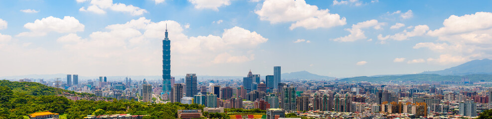 Cityscape of Taipei under the blue sky