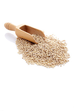grain in in wooden scoop
