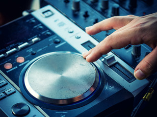 Closeup of dj controller - selective focus