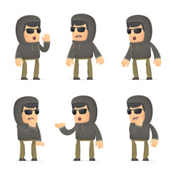 set of hacker character in different poses