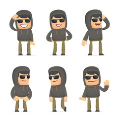 set of hacker character in different poses