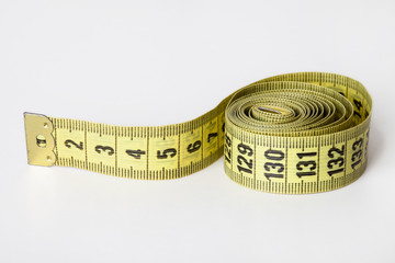 yellow meter sewing on white background