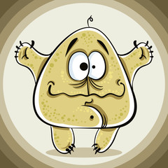 Funny cartoon monster with one hair, vector illustration.