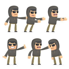 set of hacker character in different poses
