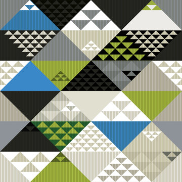 Abstract retro style geometric seamless pattern, vector backdrop