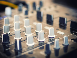 Closeup of dj controller - selective focus