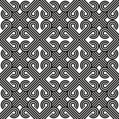 Abstract lines black and white seamless pattern, vector backdrop