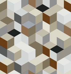 Optical cubes seamless pattern, technology style vector backdrop