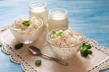 cottage cheese with yogurt and  mint