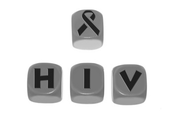 Hiv symbol with word HIV on cubes
