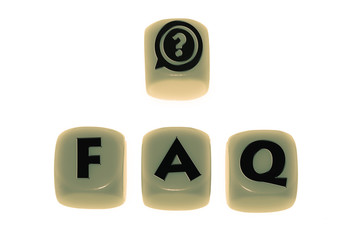 Faq symbol with word FAQ on cubes
