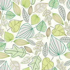 Beautiful spring leaves seamless pattern.
