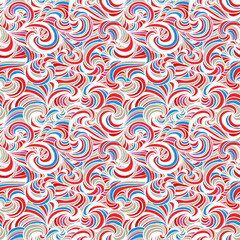 Funky seamless pattern, hand drawn colorful vector background.