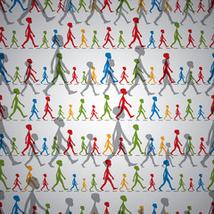 Walking kids seamless background, vector.