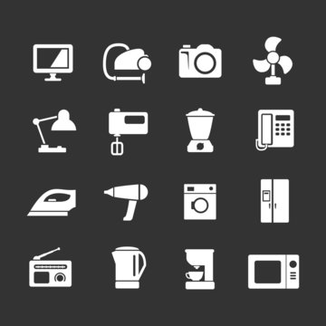Set icons of home technics and appliances